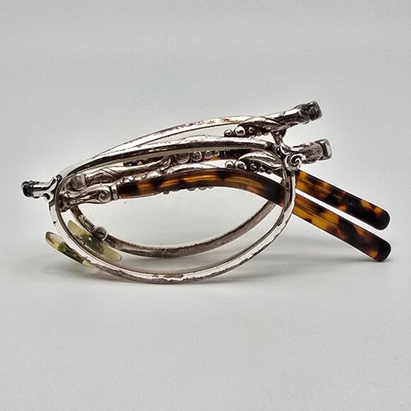 Brighton Wilde Silver Tortoise Frame +2.0 Lens Folding Reading Glasses 47-21-127 - Picture 2 of 13